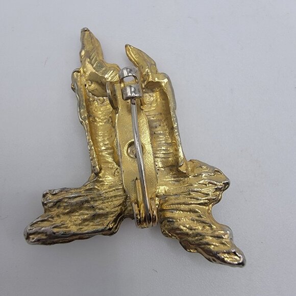 Vintage Gold Tone ENAMEL Fashion Brooch Pin Jewelry CHRISTMAS CANDLES - Picture 2 of 3